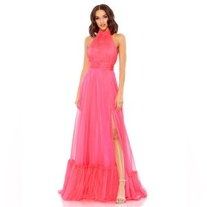 MacDuggal Chiffon Tiered Gown - Hot Pink size 4